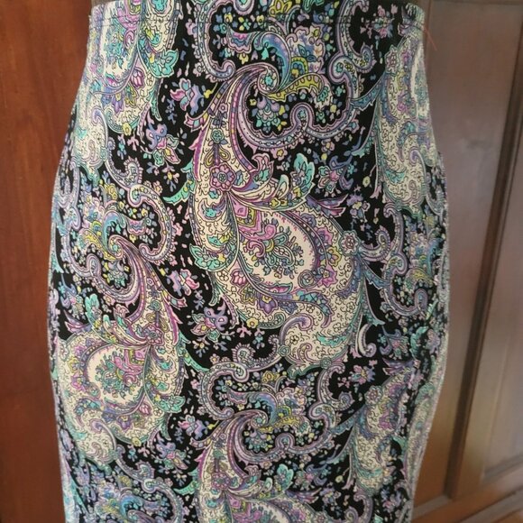 Vintage Susan Lawrence Paisley Print Stretch Skirt Womens Large - Picture 2 of 6